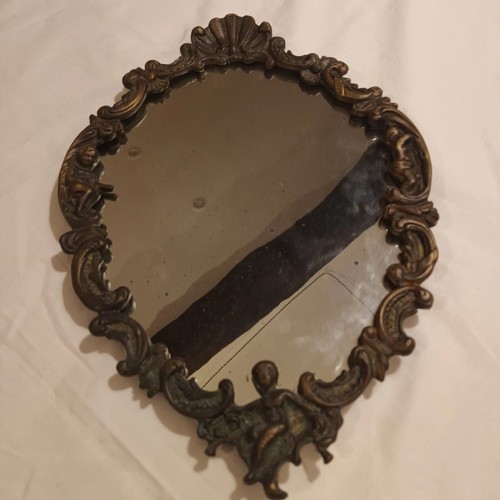 Antico specchio ottone brunito - ottone,